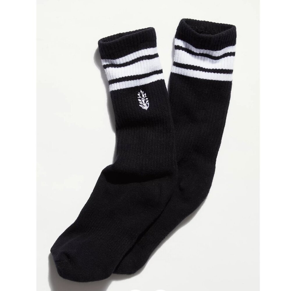Free People Movement Logo Stripe Tube Socks Black One Size NWT